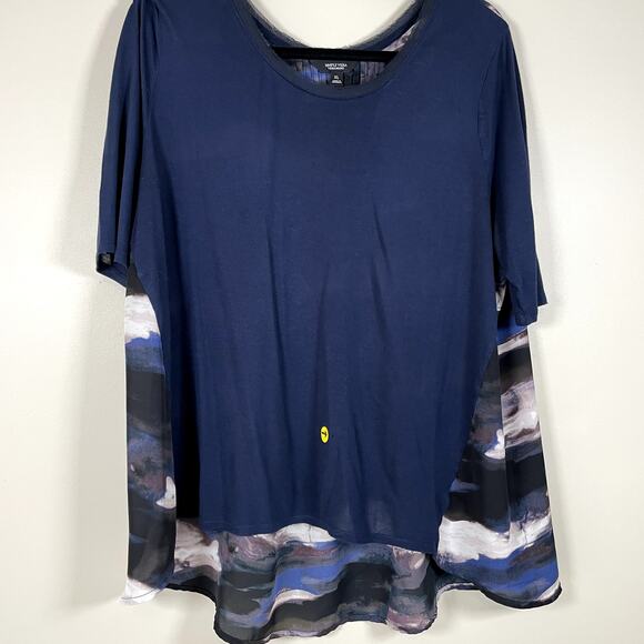 SIMPLY VERA VERA WANG Ladies Blue Abstract Print Hi-Low 1/2 Sleeve Top XL - Picture 3 of 9